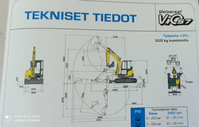 Yanmar VIO 57 tekniset tiedot
